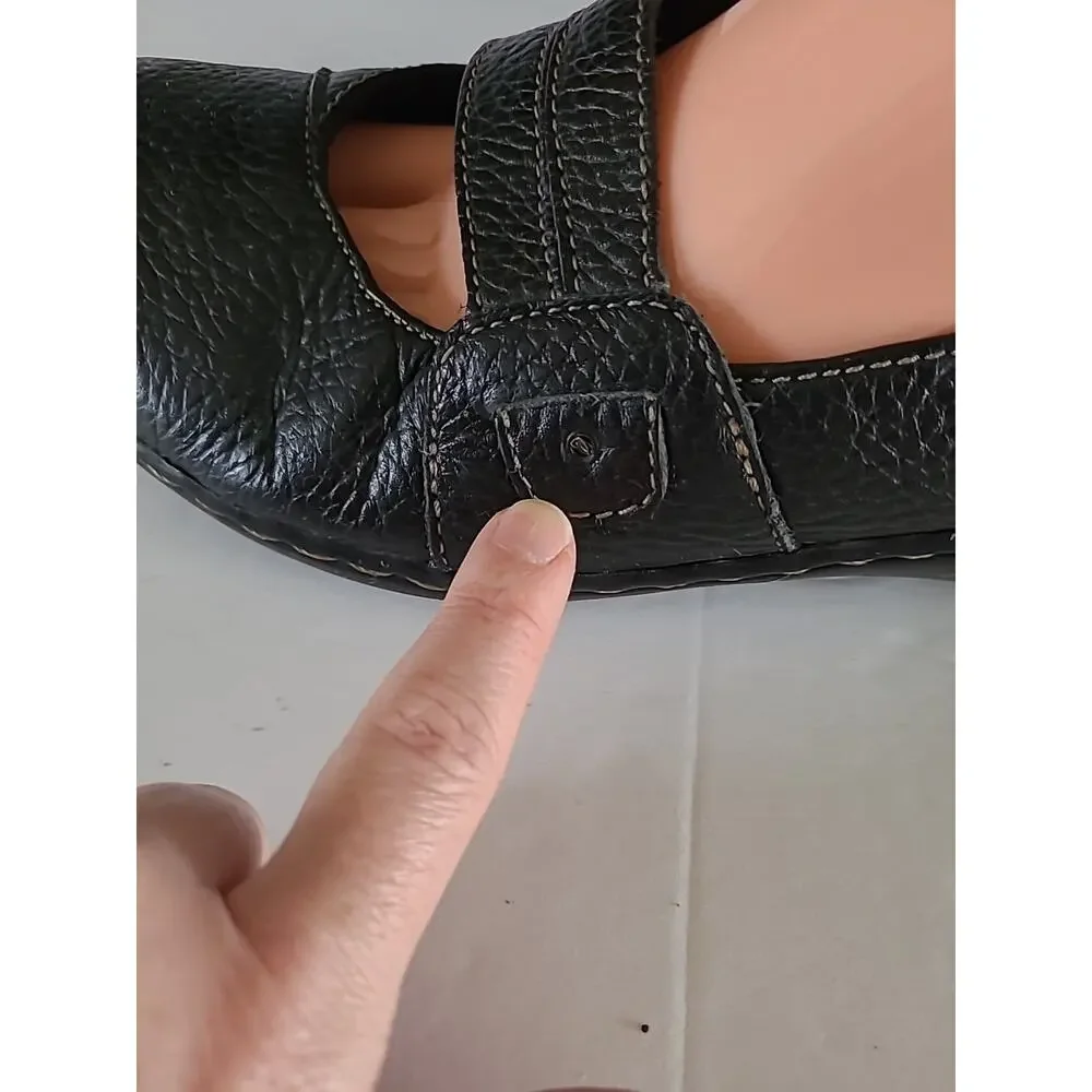 Clarks WMS 8.5M Shoes Flats Mary Black Brown Mary Jane Strap Slip On Comfort